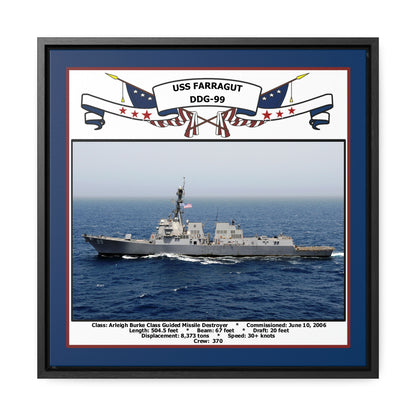 USS Farragut DDG-99 Navy Floating Frame Photo Front View