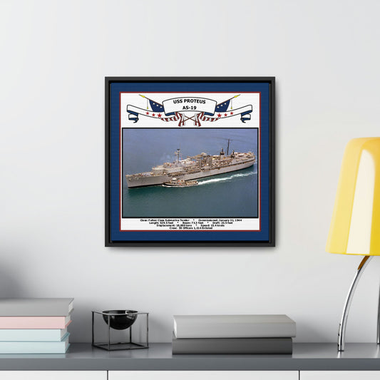 USS Proteus AS-19 Navy Floating Frame Photo Desk View