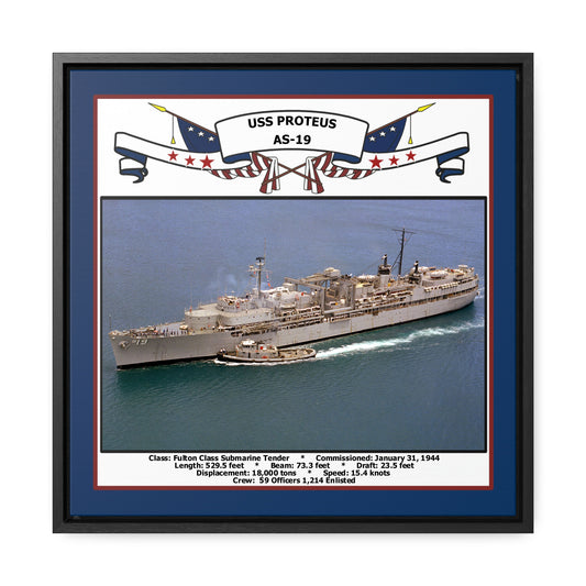 USS Proteus AS-19 Navy Floating Frame Photo Front View
