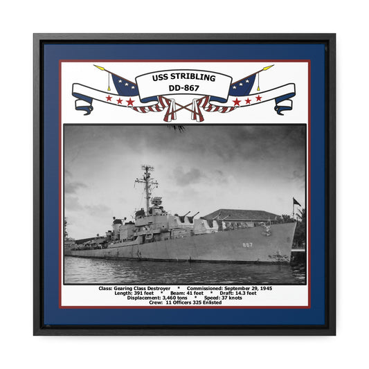 USS Stribling DD-867 Navy Floating Frame Photo Front View