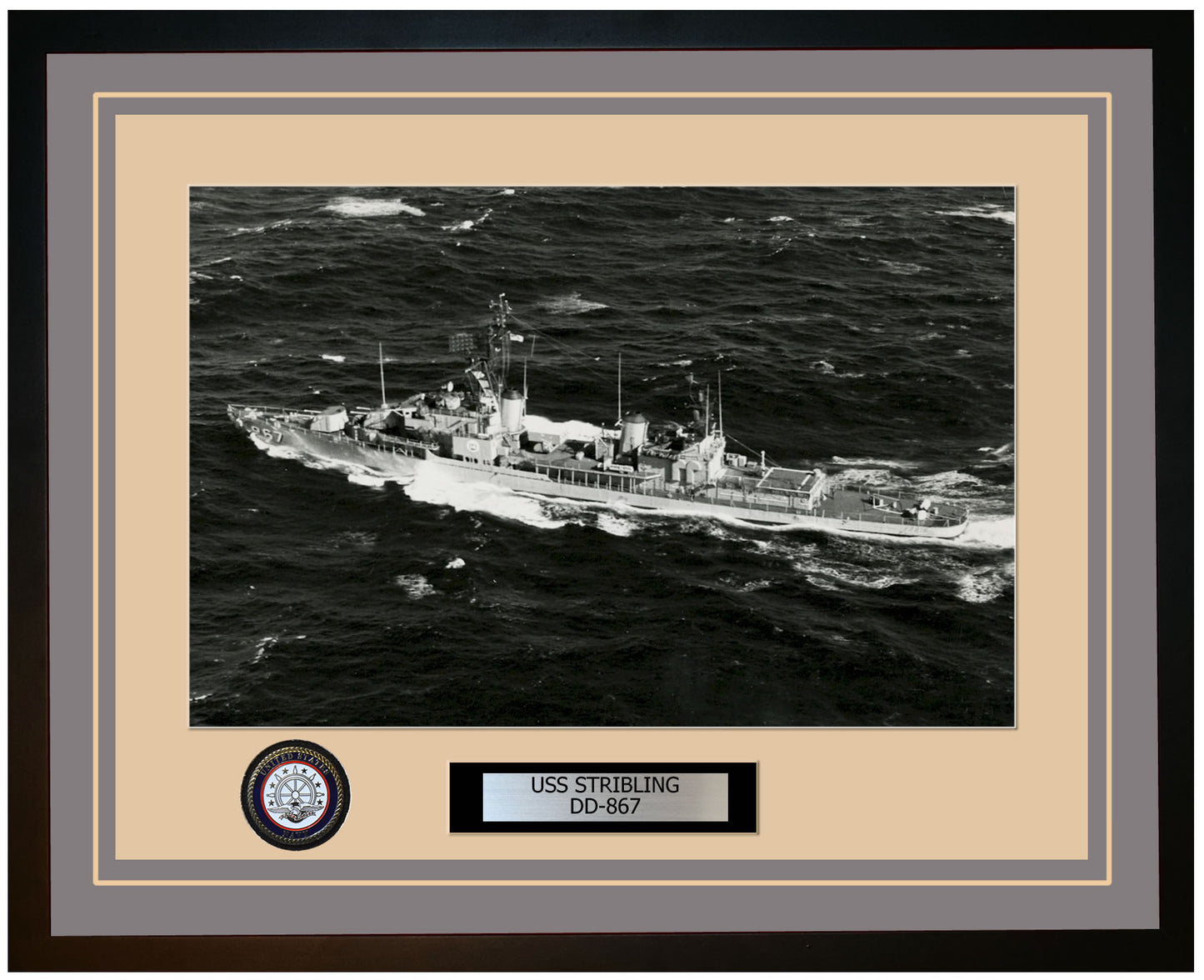 USS STRIBLING DD-867 Framed Navy Ship Photo Grey