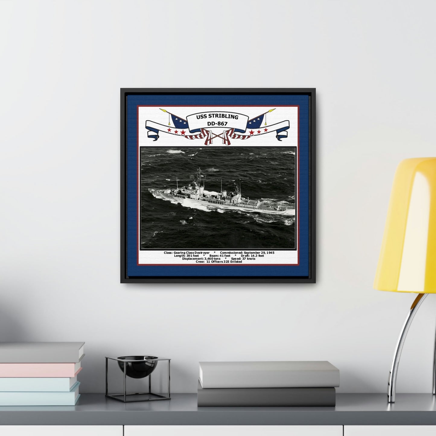 USS Stribling DD-867 Navy Floating Frame Photo Desk View