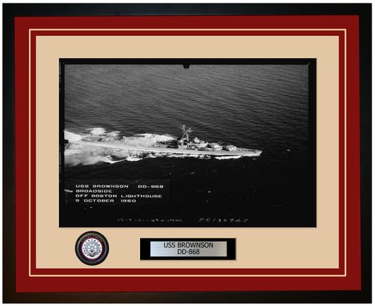 USS BROWNSON DD-868 Framed Navy Ship Photo Burgundy