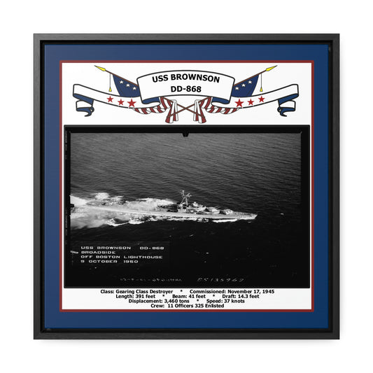 USS Brownson DD-868 Navy Floating Frame Photo Front View