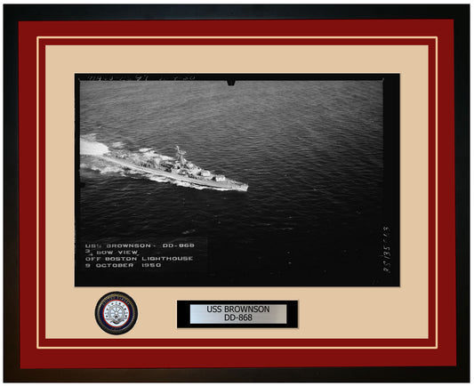 USS BROWNSON DD-868 Framed Navy Ship Photo Burgundy