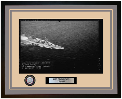 USS BROWNSON DD-868 Framed Navy Ship Photo Grey
