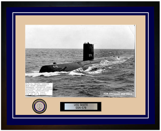 USS Skate SSN-578 Framed Navy Ship Photo Blue