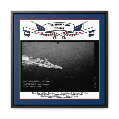 USS Brownson DD-868 Navy Floating Frame Photo Front View