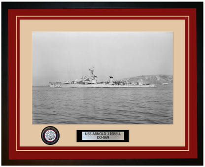 USS ARNOLD J ISBELL DD-869 Framed Navy Ship Photo Burgundy