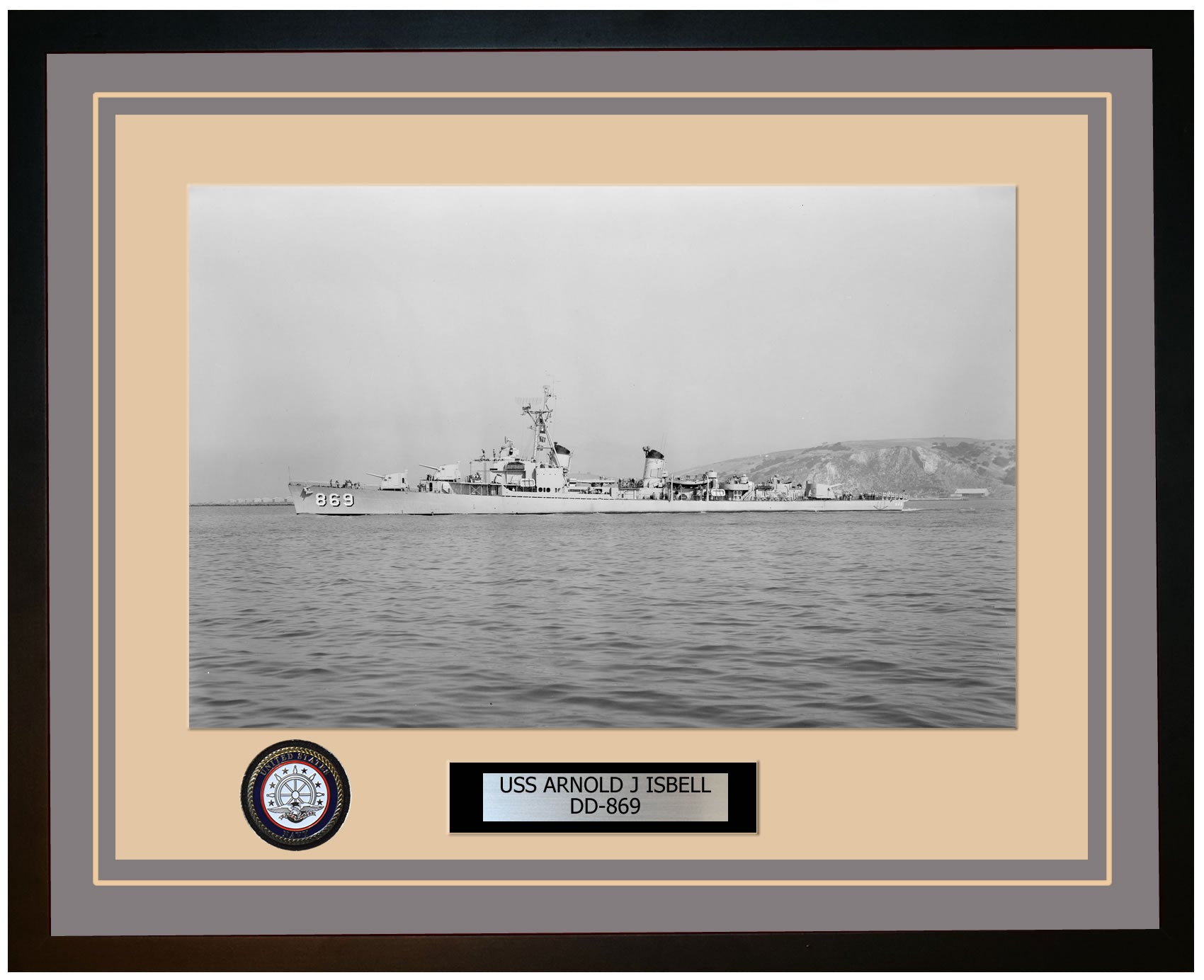 USS ARNOLD J ISBELL DD-869 Framed Navy Ship Photo Grey