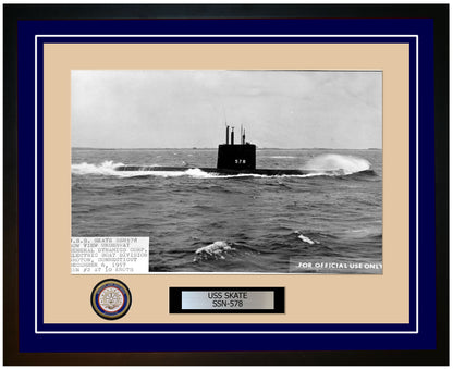USS Skate SSN-578 Framed Navy Ship Photo Blue