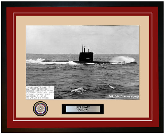USS Skate SSN-578 Framed Navy Ship Photo Burgundy