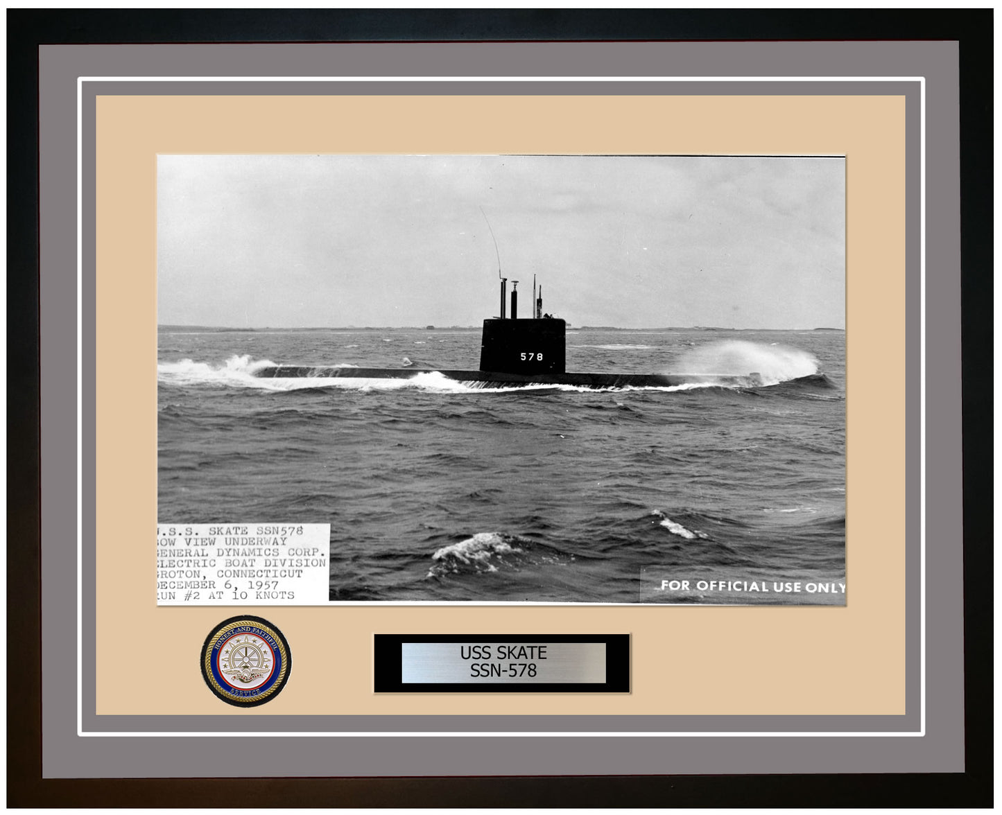 USS Skate SSN-578 Framed Navy Ship Photo Grey