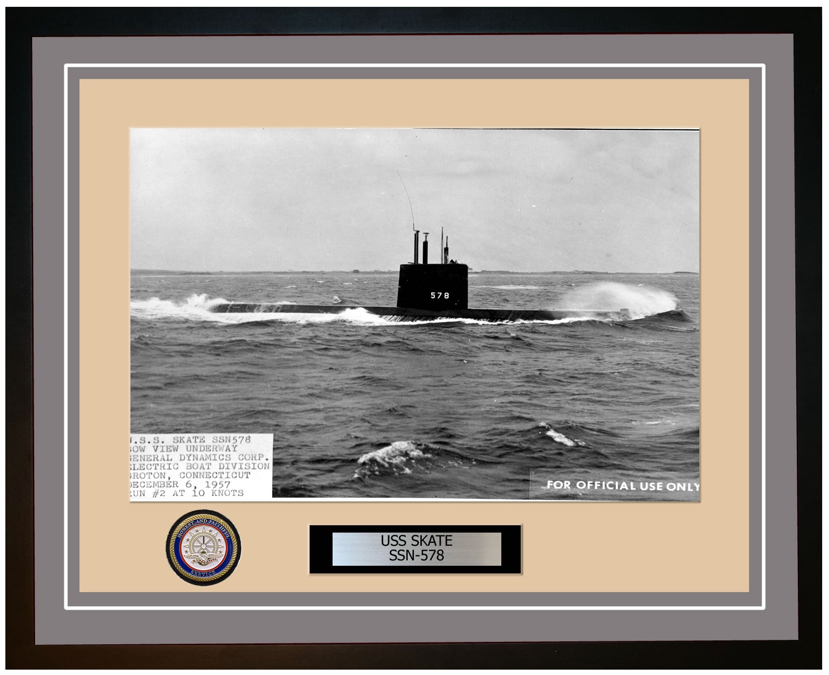 USS Skate SSN-578 Framed Navy Ship Photo Grey