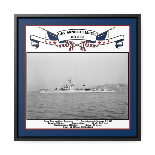 USS Arnold J Isbell DD-869 Navy Floating Frame Photo Front View
