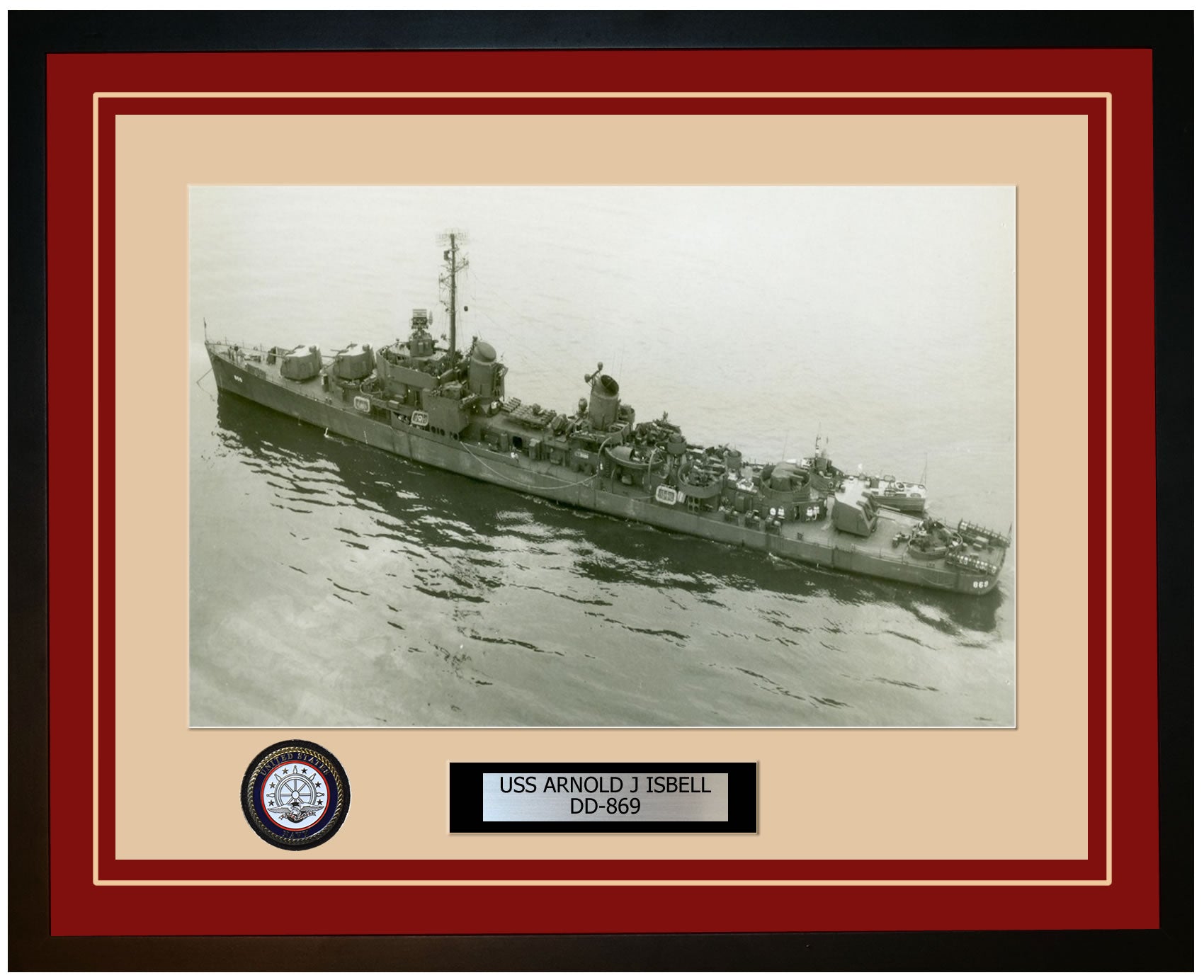 USS ARNOLD J ISBELL DD-869 Framed Navy Ship Photo Burgundy