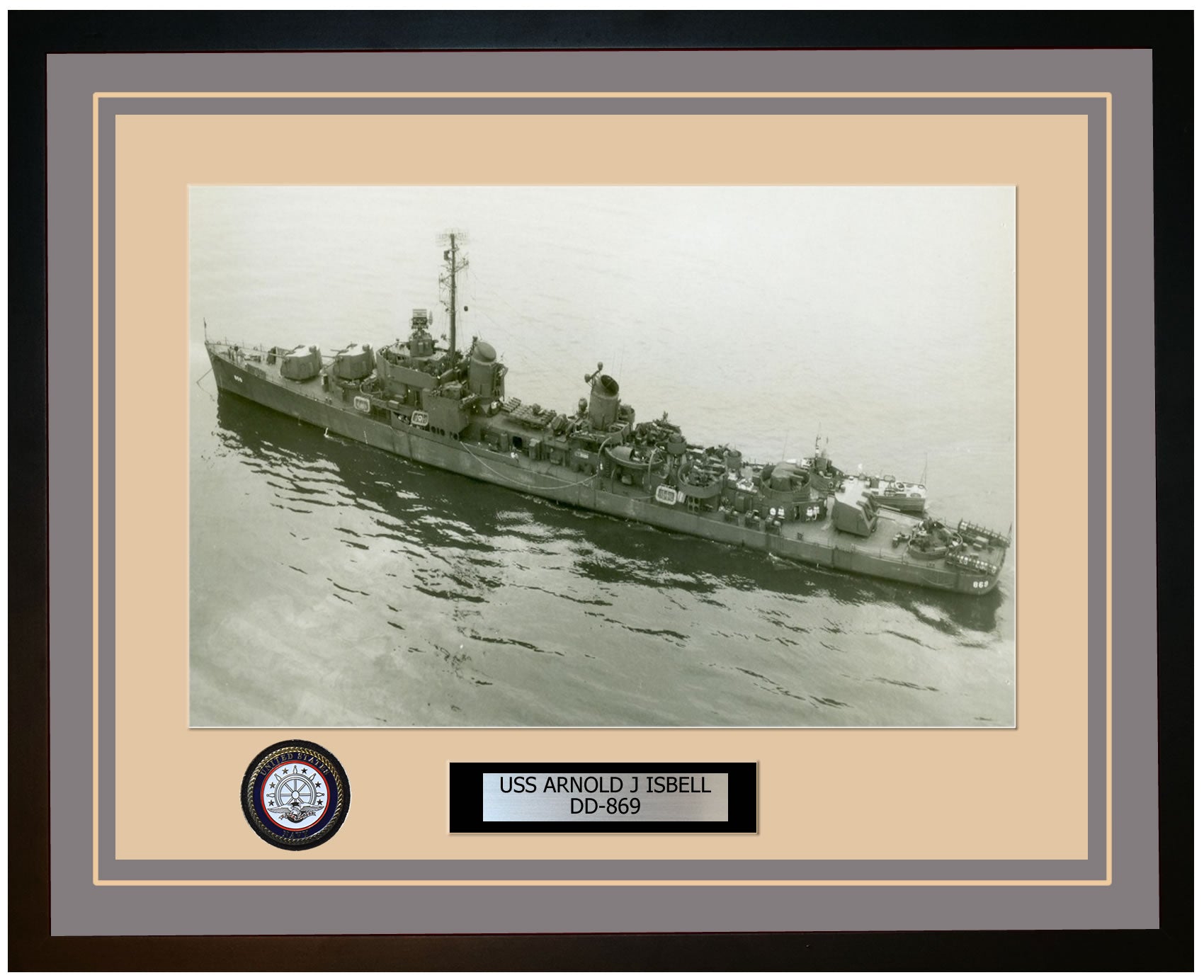 USS ARNOLD J ISBELL DD-869 Framed Navy Ship Photo Grey