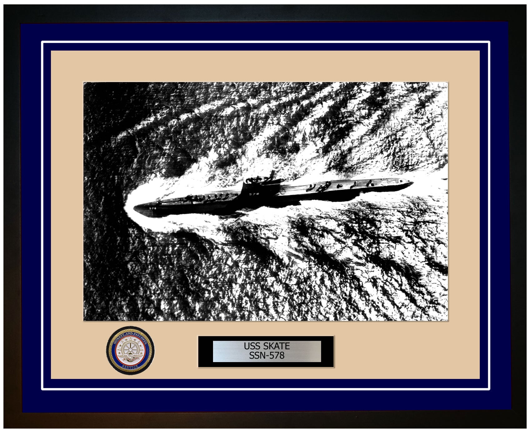 USS Skate SSN-578 Framed Navy Ship Photo Blue