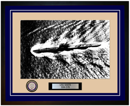 USS Skate SSN-578 Framed Navy Ship Photo Blue
