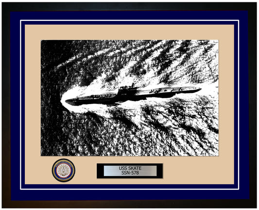 USS Skate SSN-578 Framed Navy Ship Photo Blue
