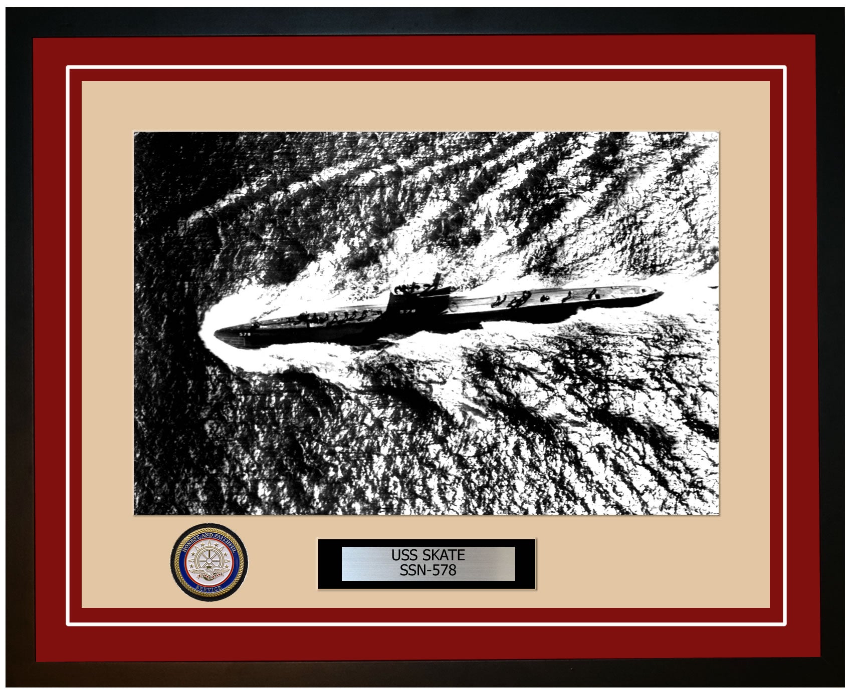 USS Skate SSN-578 Framed Navy Ship Photo Burgundy