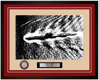 USS Skate SSN-578 Framed Navy Ship Photo Burgundy