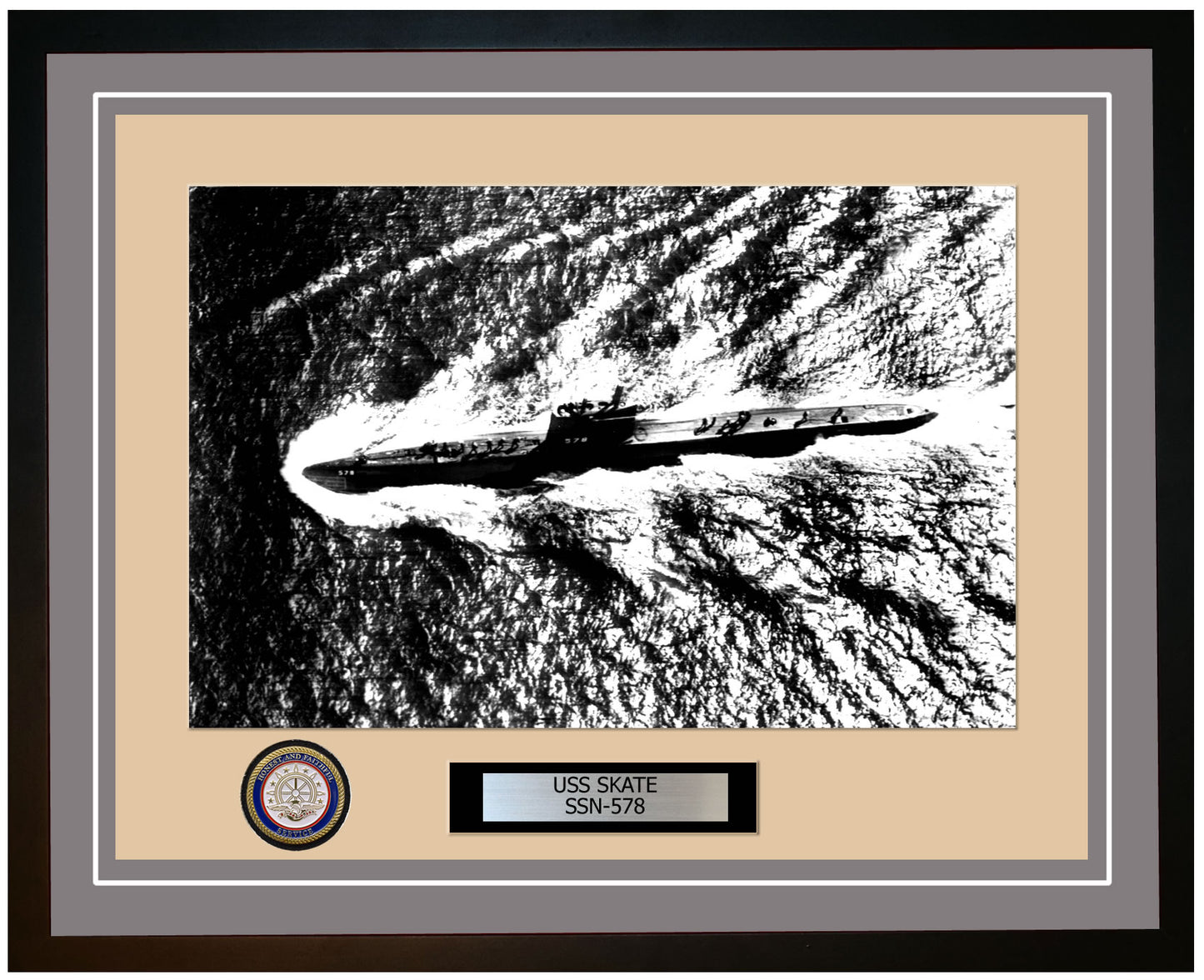 USS Skate SSN-578 Framed Navy Ship Photo Grey