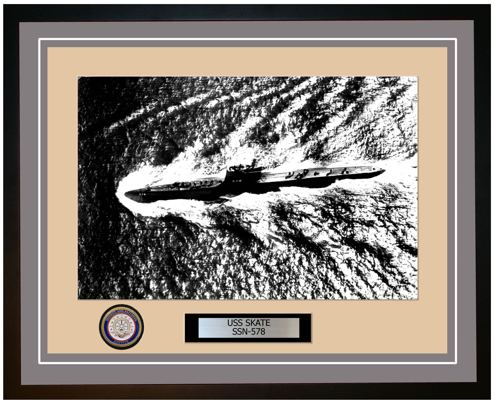 USS Skate SSN-578 Framed Navy Ship Photo Grey
