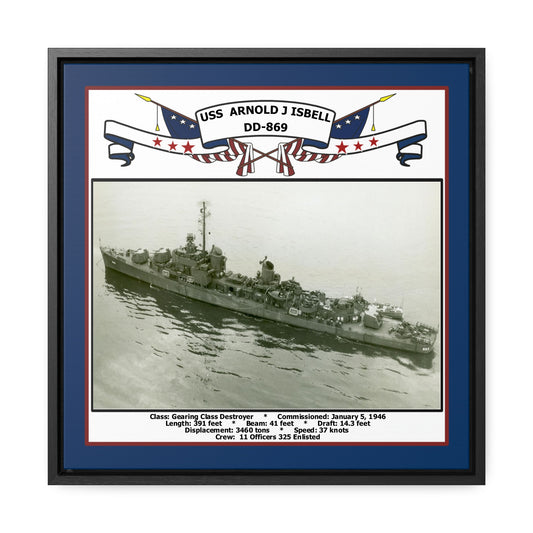 USS Arnold J Isbell DD-869 Navy Floating Frame Photo Front View