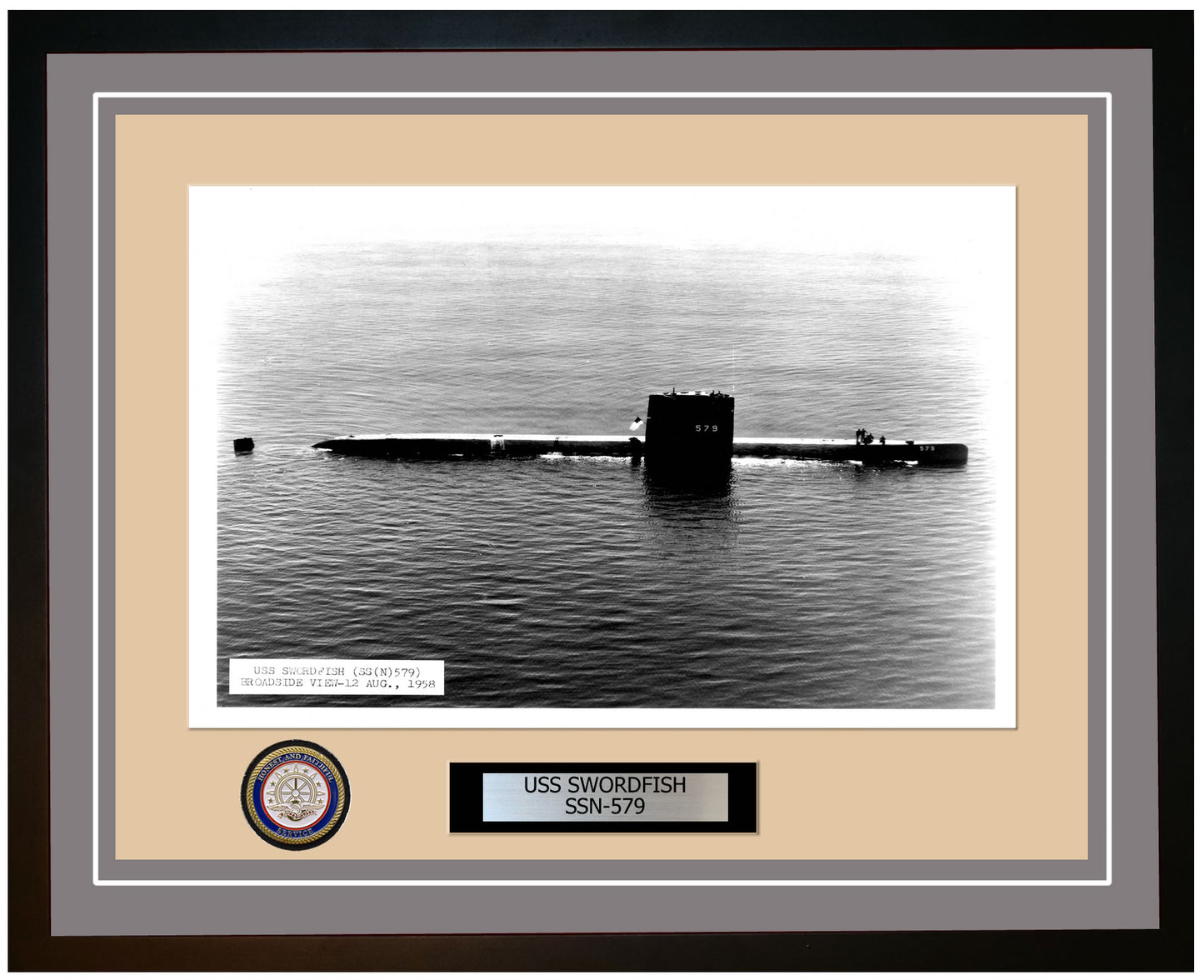 USS Swordfish SSN-579 Framed Navy Ship Photo Grey