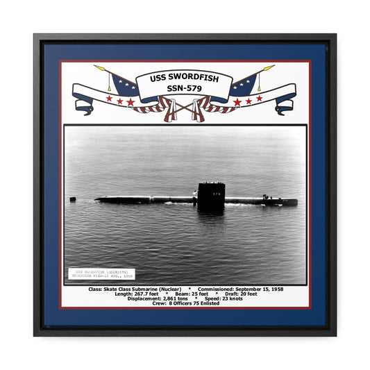 USS Swordfish SSN-579 Navy Floating Frame Photo Front View