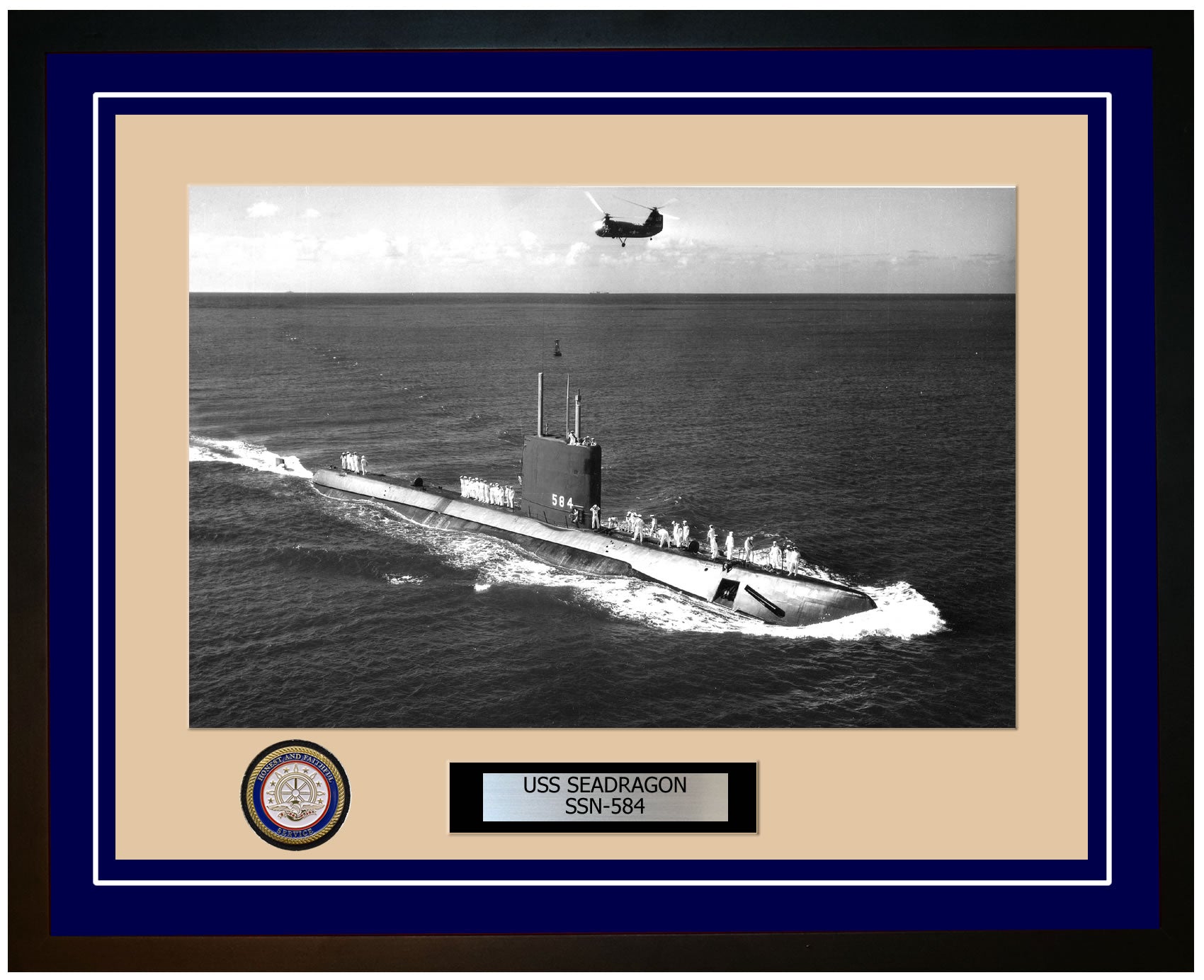 USS Seadragon SSN-584 Framed Navy Ship Photo Blue