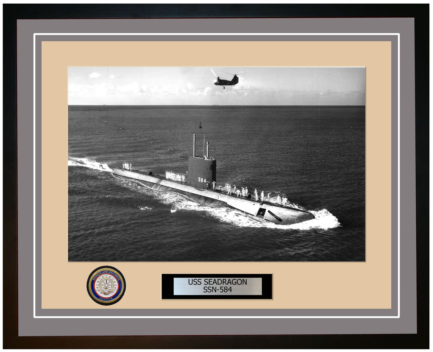 USS Seadragon SSN-584 Framed Navy Ship Photo Grey