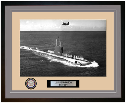 USS Seadragon SSN-584 Framed Navy Ship Photo Grey