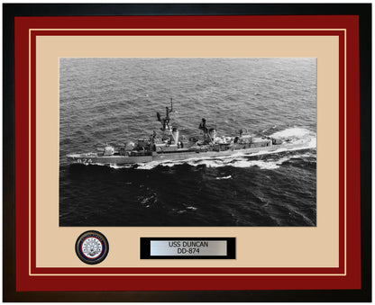 USS DUNCAN DD-874 Framed Navy Ship Photo Burgundy