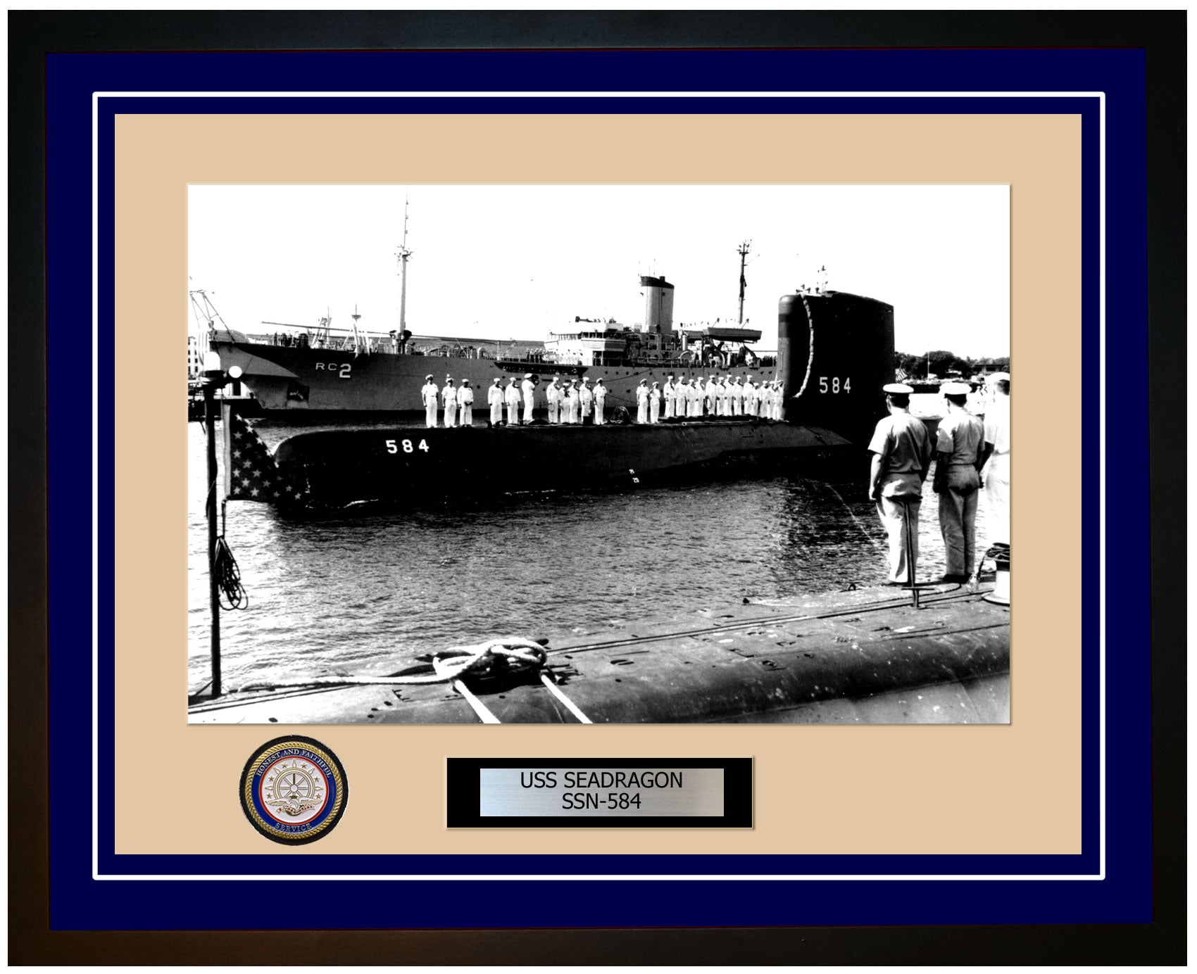 USS Seadragon SSN-584 Framed Navy Ship Photo Blue