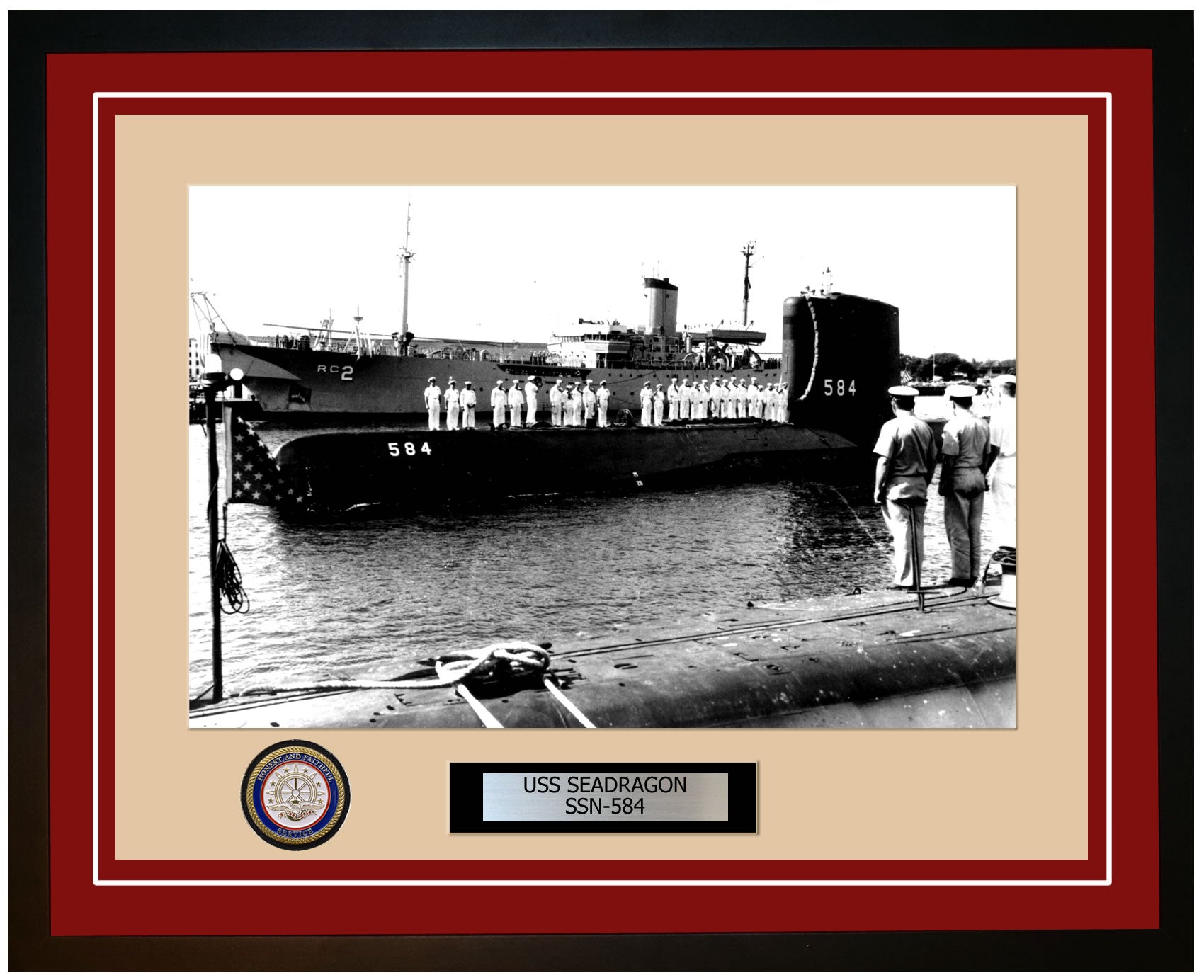 USS Seadragon SSN-584 Framed Navy Ship Photo Burgundy