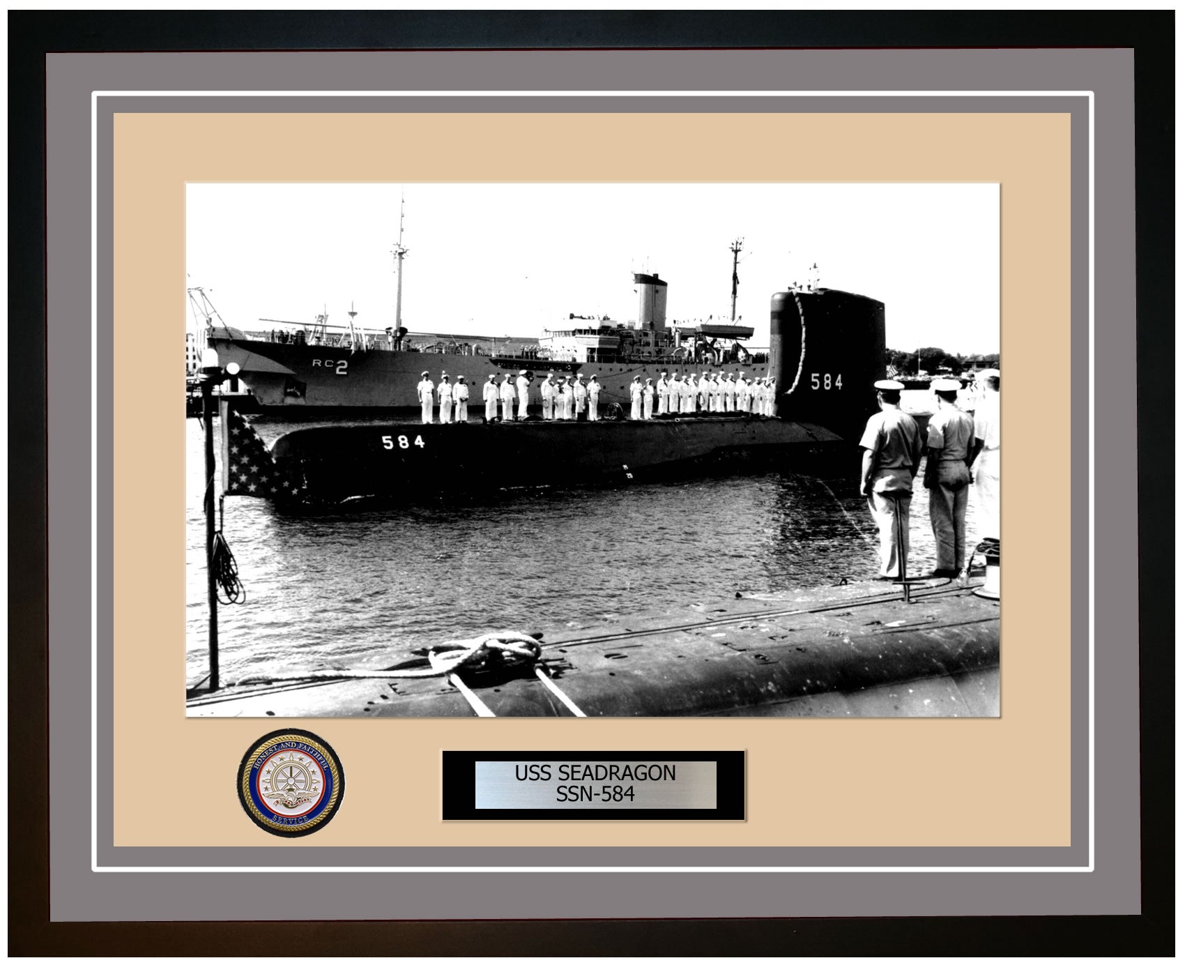 USS Seadragon SSN-584 Framed Navy Ship Photo Grey