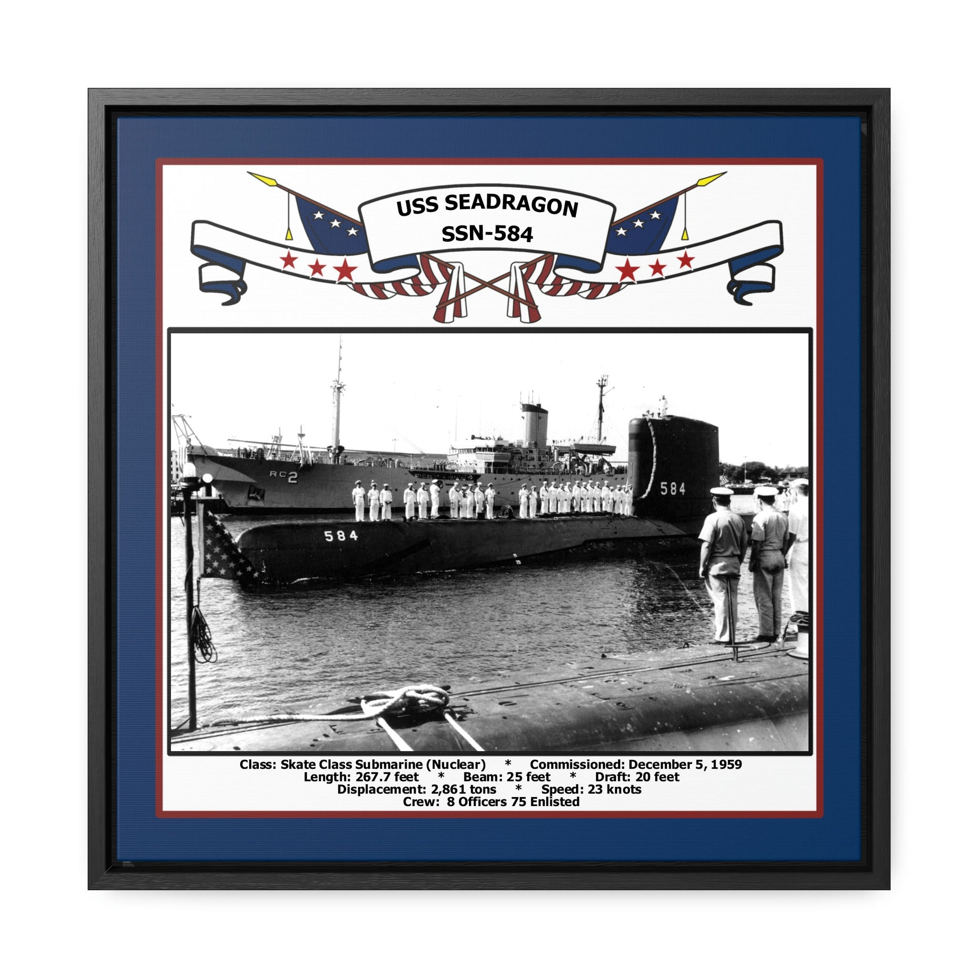 USS Seadragon SSN-584 Navy Floating Frame Photo Front View