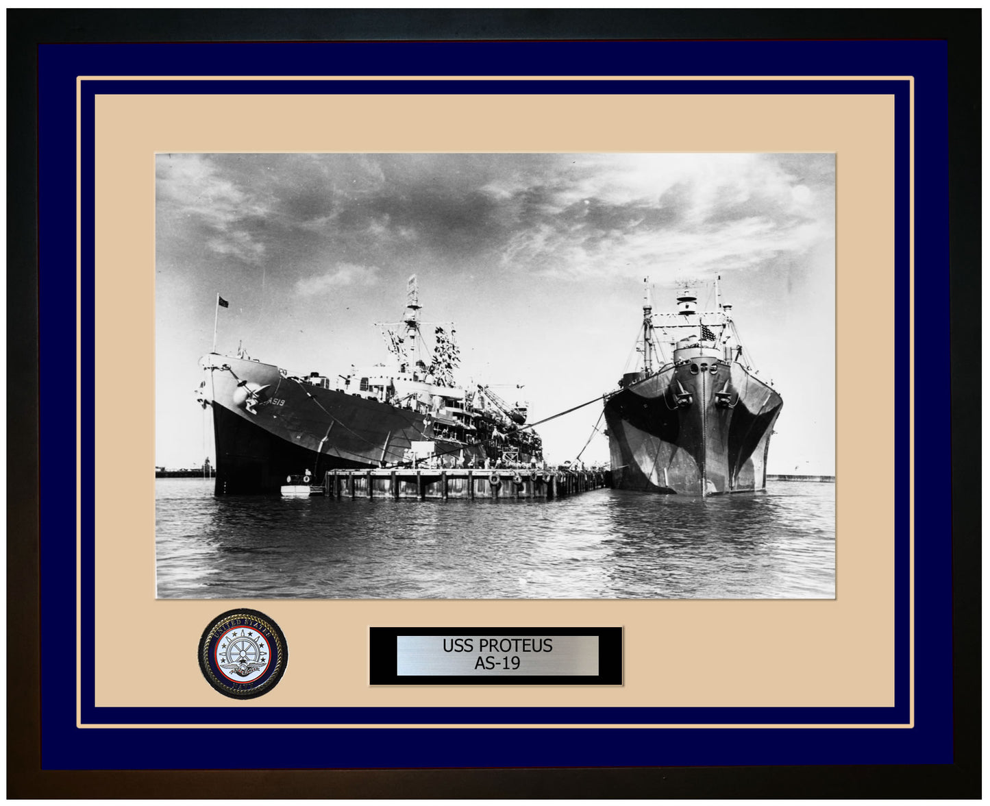USS PROTEUS AS-19 Framed Navy Ship Photo Blue