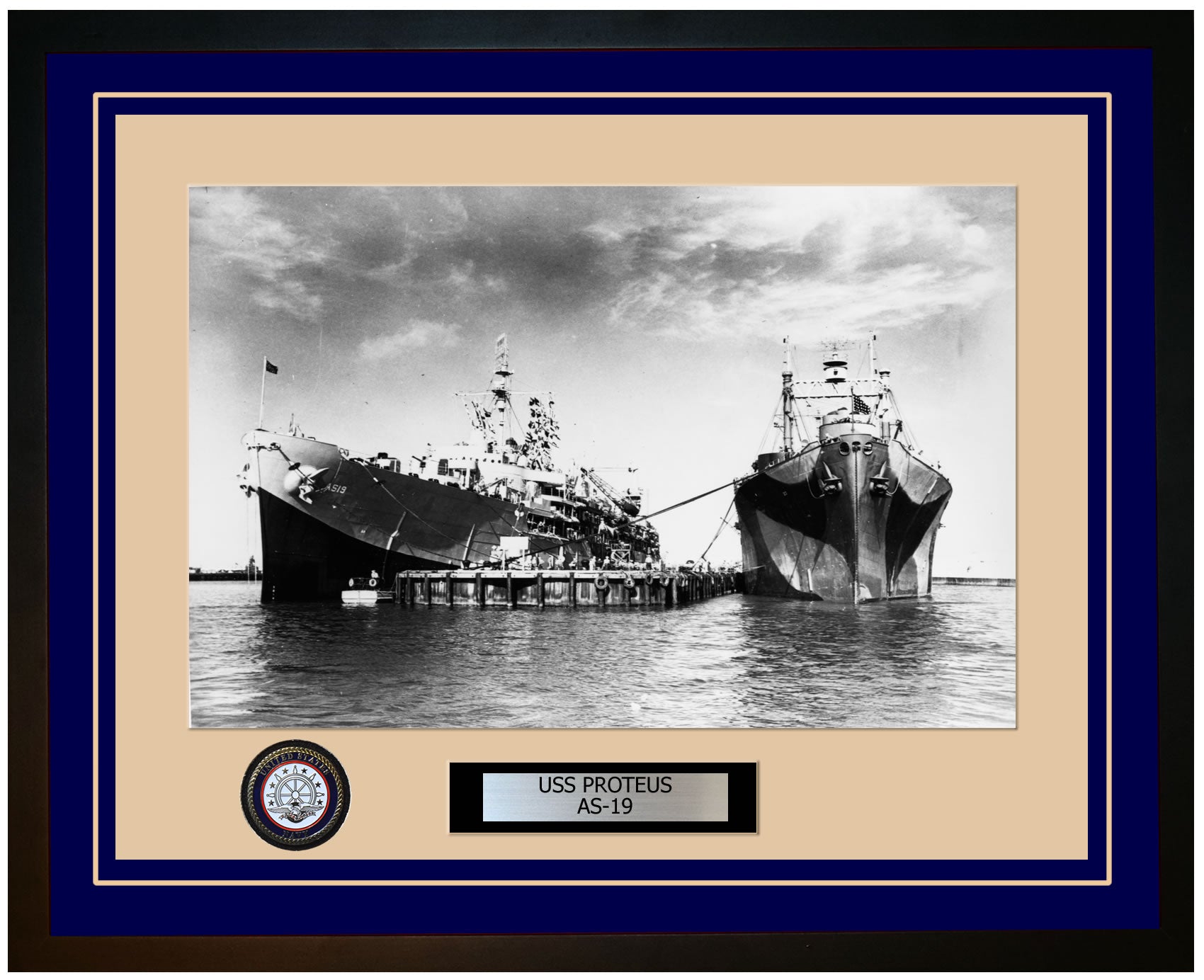 USS PROTEUS AS-19 Framed Navy Ship Photo Blue
