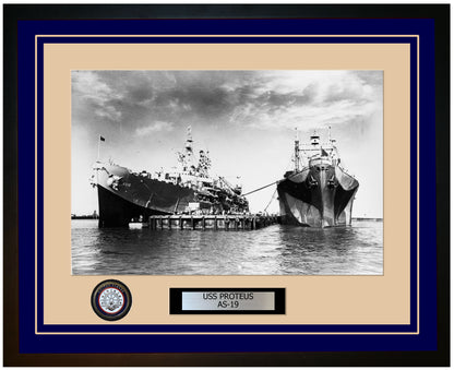 USS PROTEUS AS-19 Framed Navy Ship Photo Blue