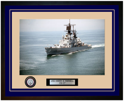 USS HARRY E YARNELL CG-17 Framed Navy Ship Photo Blue