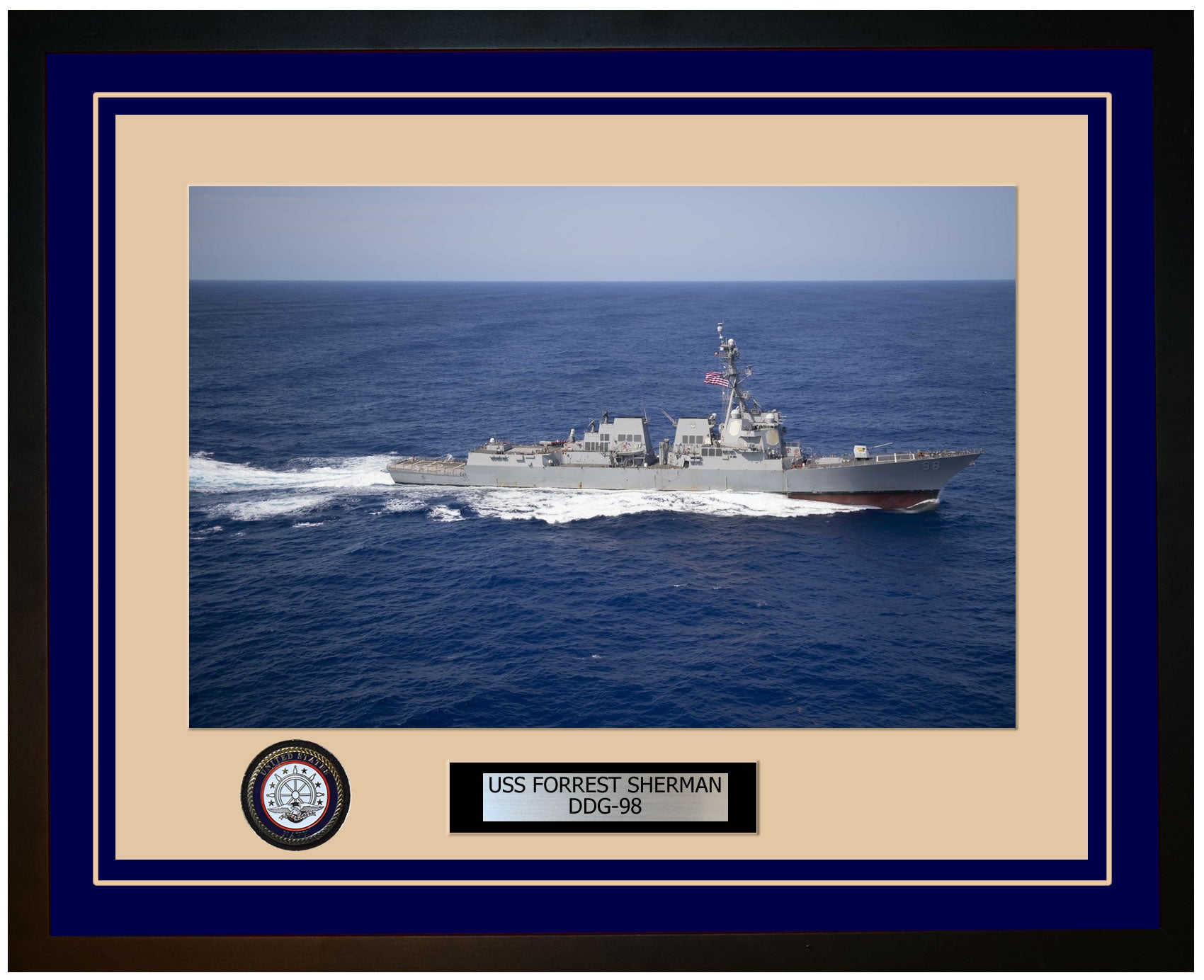 USS FORREST SHERMAN DDG-98 Framed Navy Ship Photo Blue