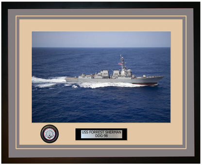 USS FORREST SHERMAN DDG-98 Framed Navy Ship Photo Grey