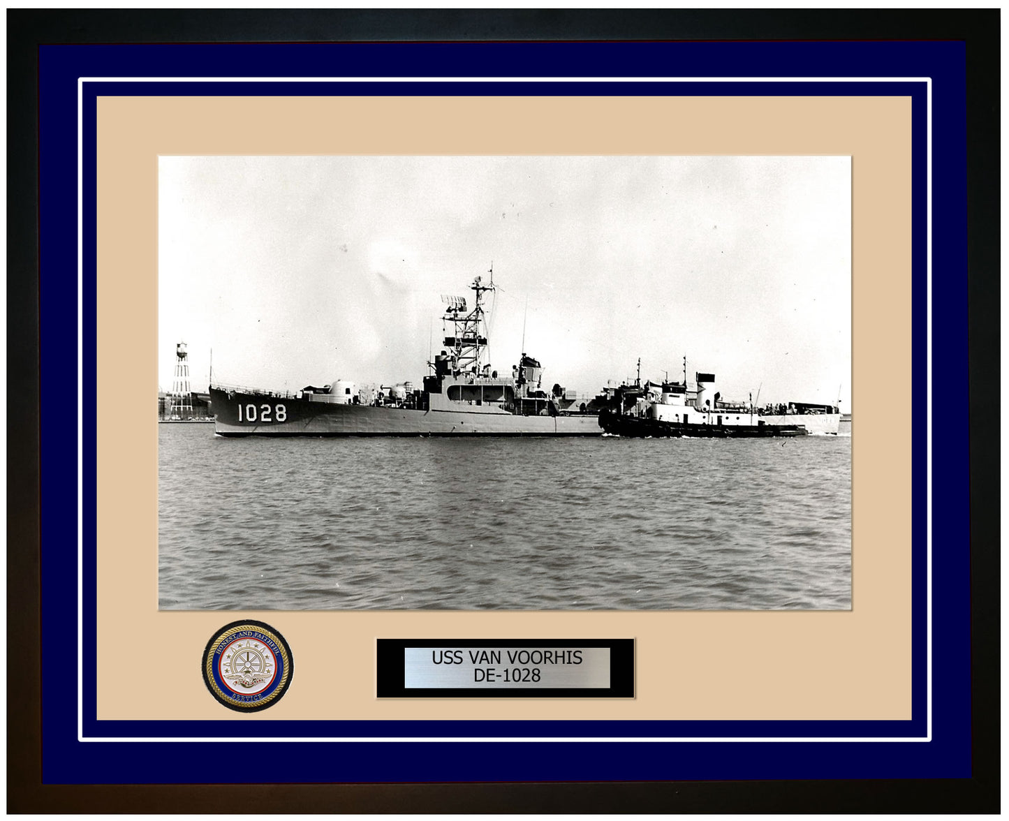 USS Van Voorhis DE-1028 Framed Navy Ship Photo Blue