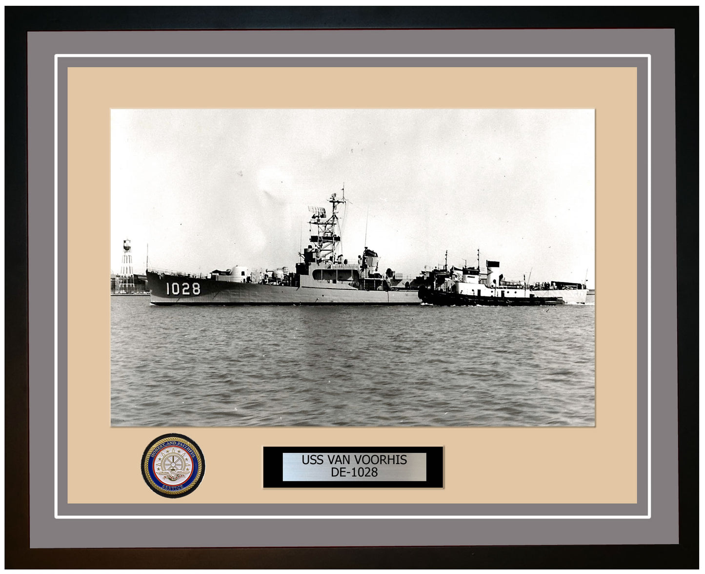 USS Van Voorhis DE-1028 Framed Navy Ship Photo Grey