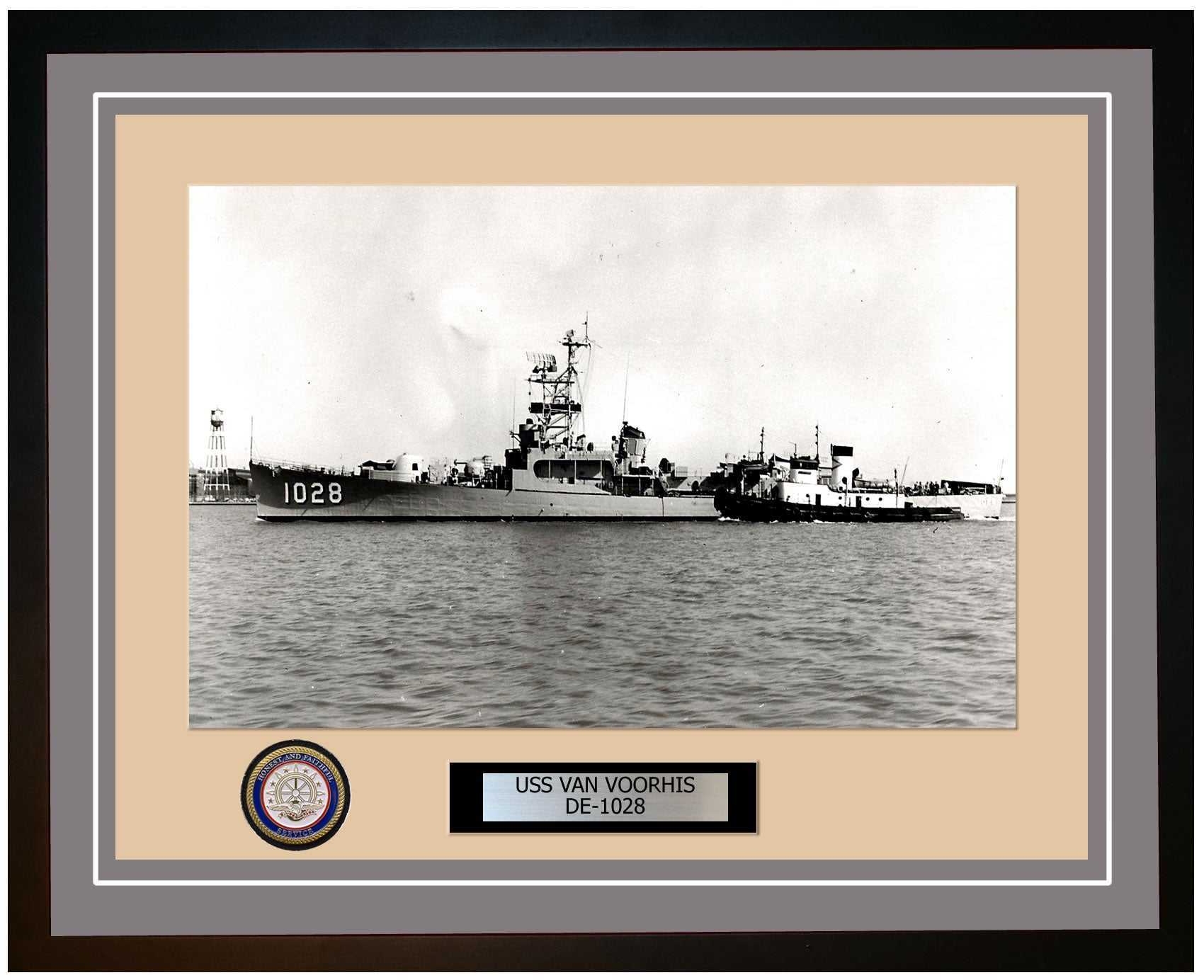 USS Van Voorhis DE-1028 Framed Navy Ship Photo Grey