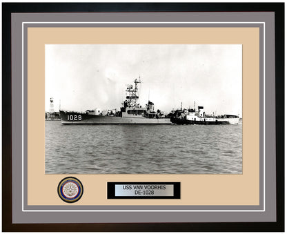 USS Van Voorhis DE-1028 Framed Navy Ship Photo Grey