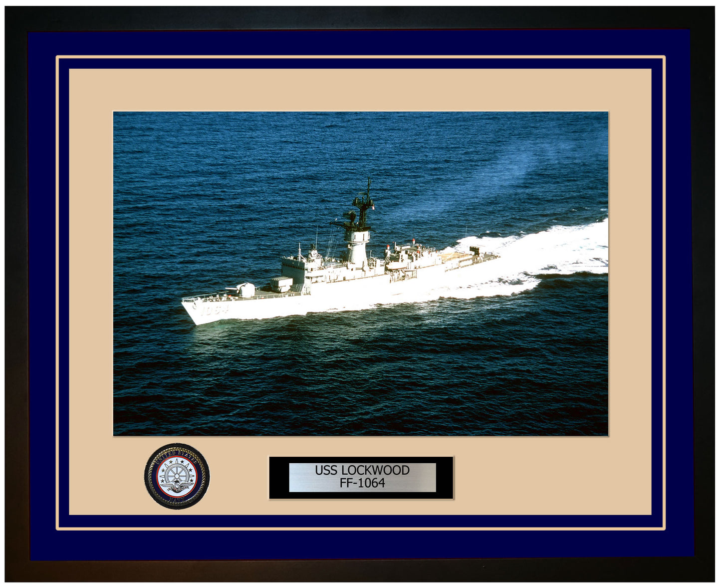 USS LOCKWOOD FF-1064 Framed Navy Ship Photo Blue
